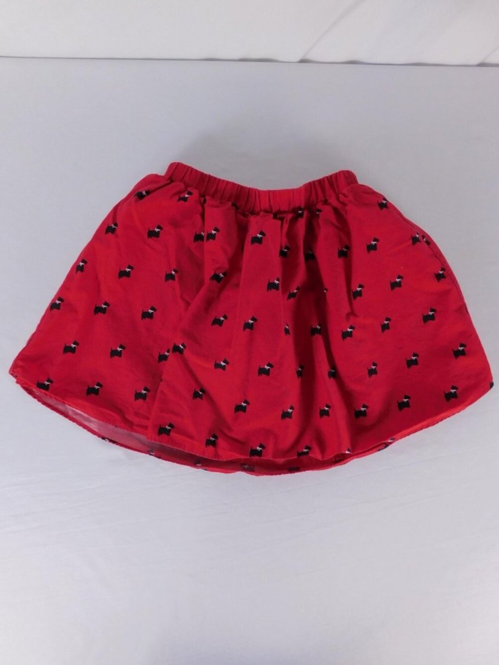1989 Place Skirt Girls 10-12 Red Skater Scottie Dog Print Elastic Waist Lined